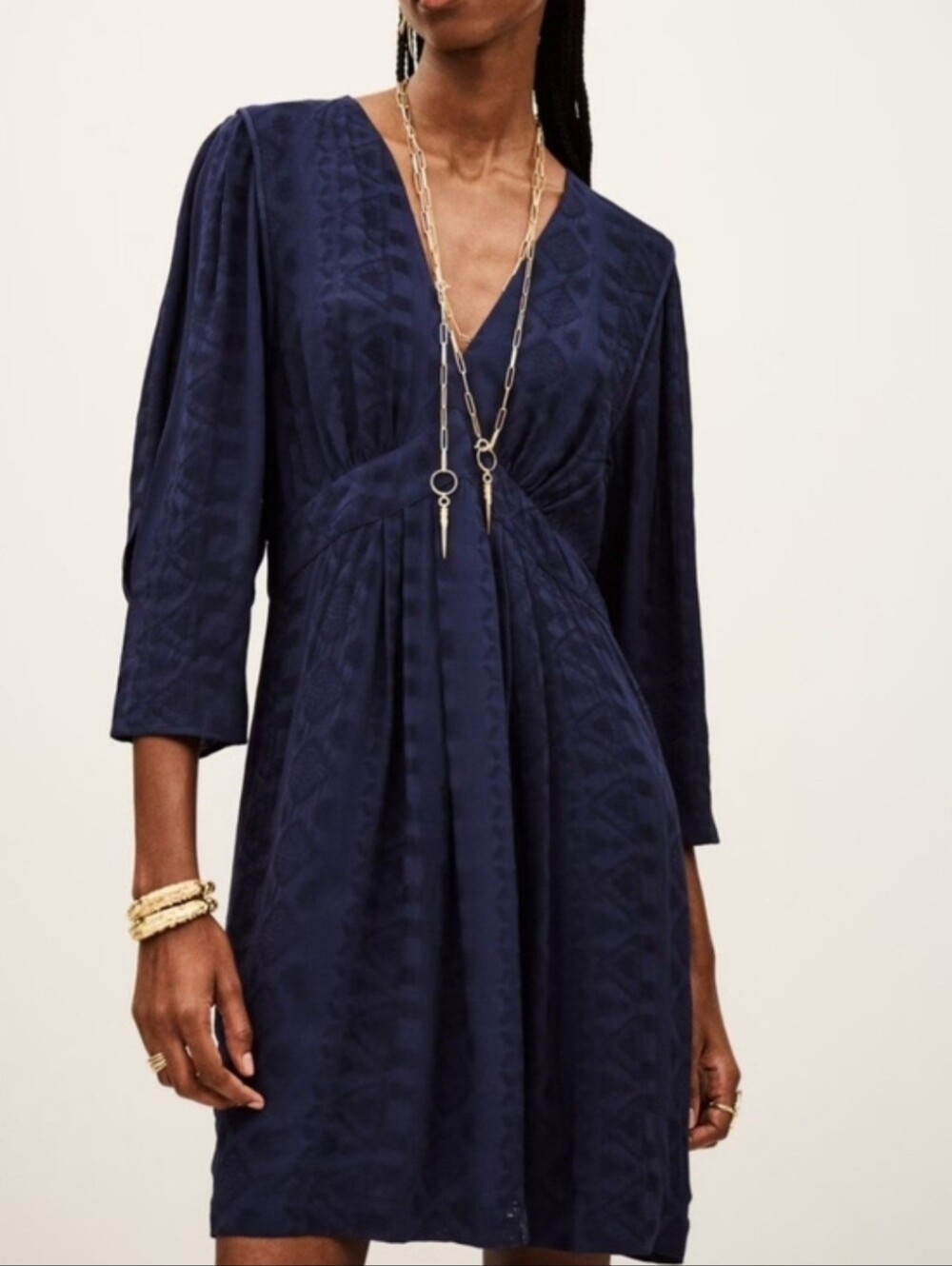 Ba&sh Isilda Short Blue V-neck Dress Size Small NWT
